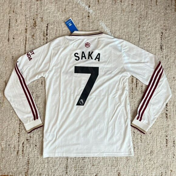 NEW Adidas Arsenal 25/26 Third Long Sleeve SAKA Jersey White Prematch Away Home - Picture 3 of 4
